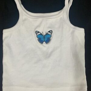 White/Blue butterfly crop top size small